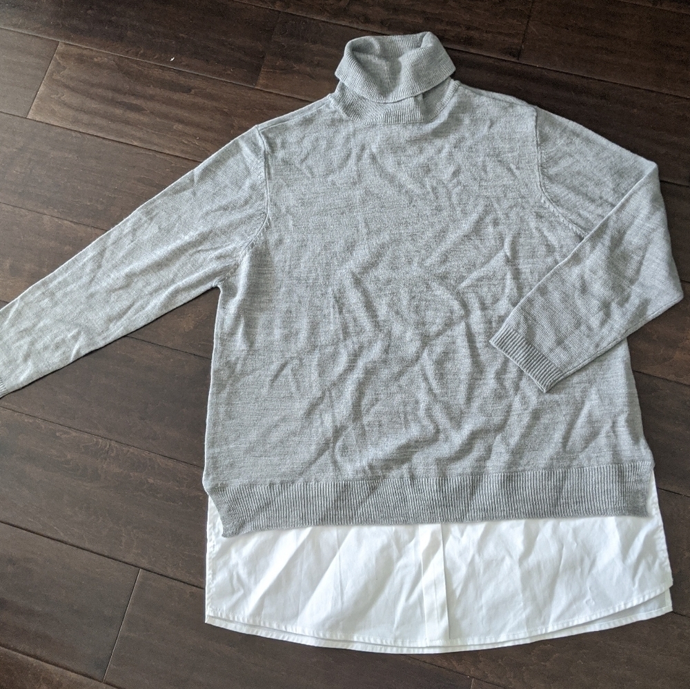 Grey and White Turtleneck